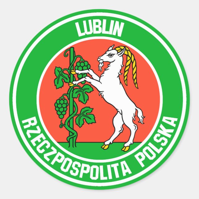 Sticker Rond Emblème rond de Lublin (Devant)