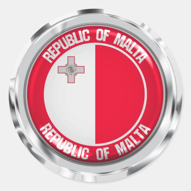 Sticker Rond Emblème rond de Malte (Devant)