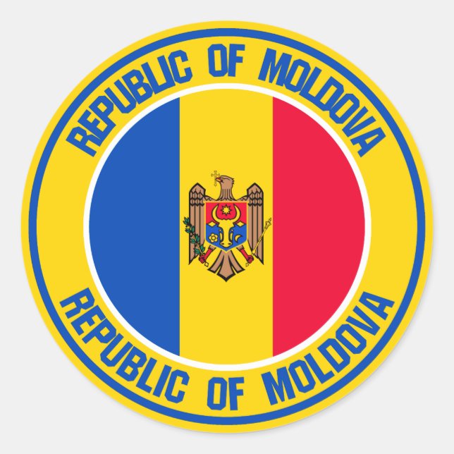 Sticker Rond Emblème rond de Moldavie (Devant)