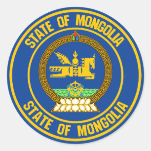 Sticker Rond Emblème rond de Mongolie
