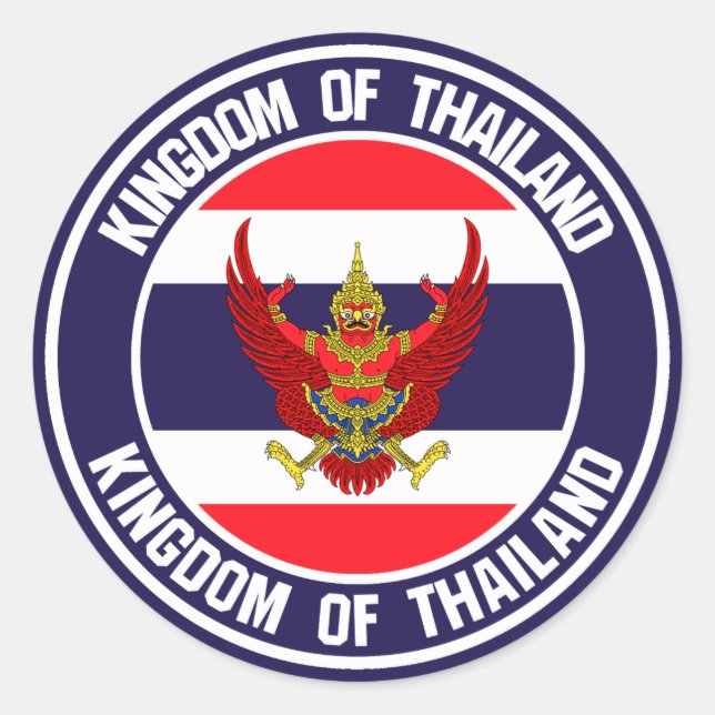 Sticker Rond Emblème rond de Thaïlande (Devant)
