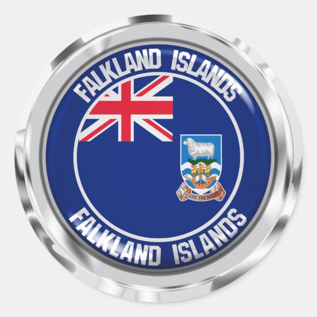 Sticker Rond Emblème rond des îles Falkland (Devant)