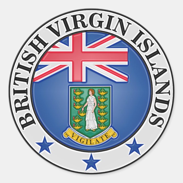 Sticker Rond Emblème rond des îles Vierges britanniques (Devant)