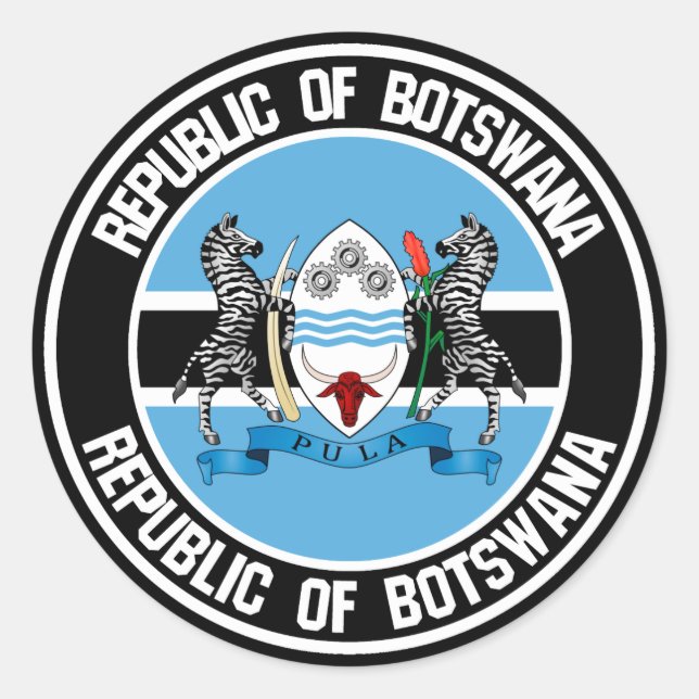 Sticker Rond Emblème rond du Botswana (Devant)