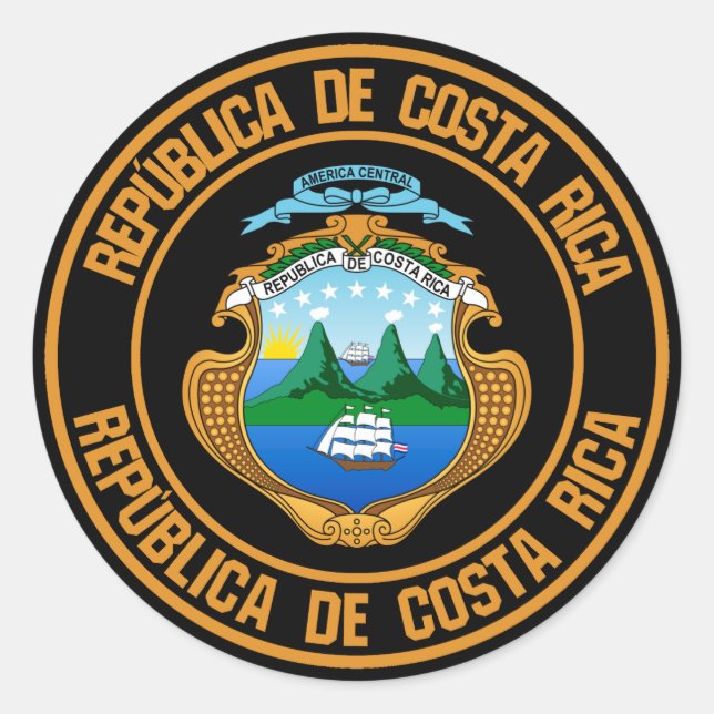 Sticker Rond Emblème rond du Costa Rica (Devant)