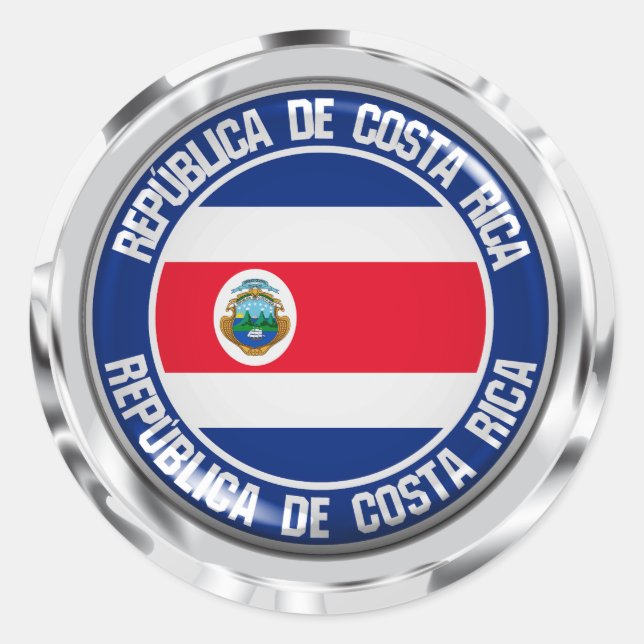 Sticker Rond Emblème rond du Costa Rica (Devant)
