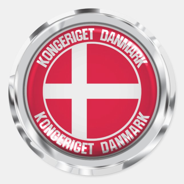 Sticker Rond Emblème rond du Danemark (Devant)