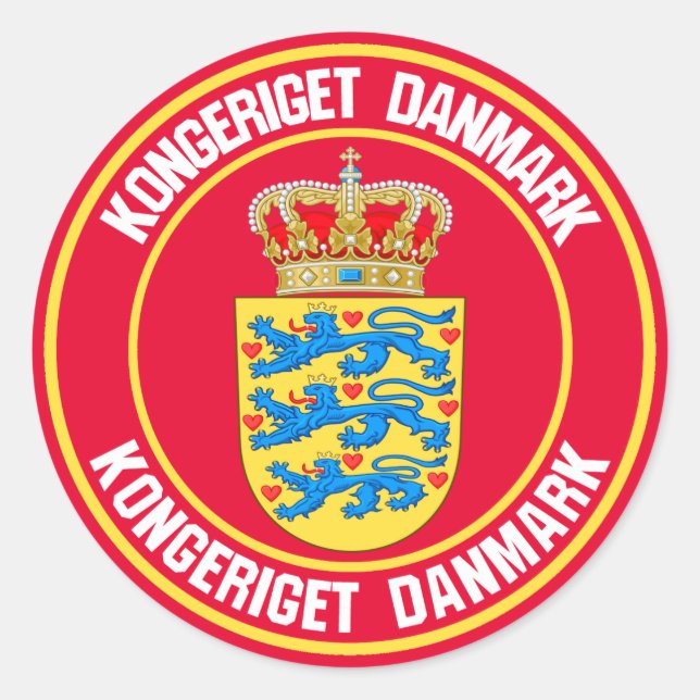 Sticker Rond Emblème rond du Danemark (Devant)