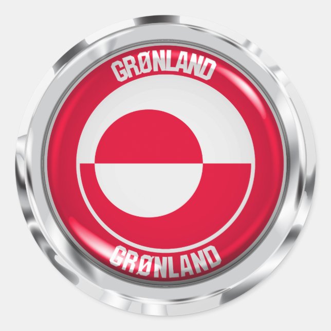 Sticker Rond Emblème rond du Groenland (Devant)