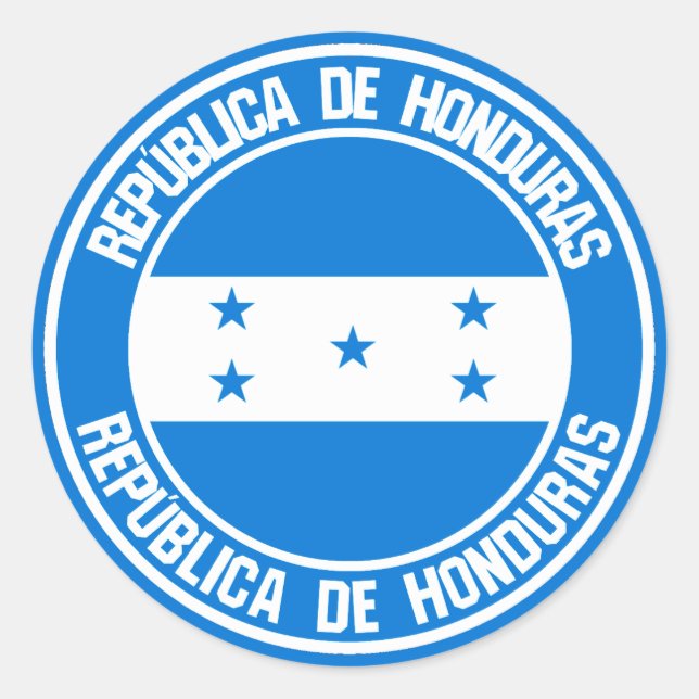 Sticker Rond Emblème rond du Honduras (Devant)