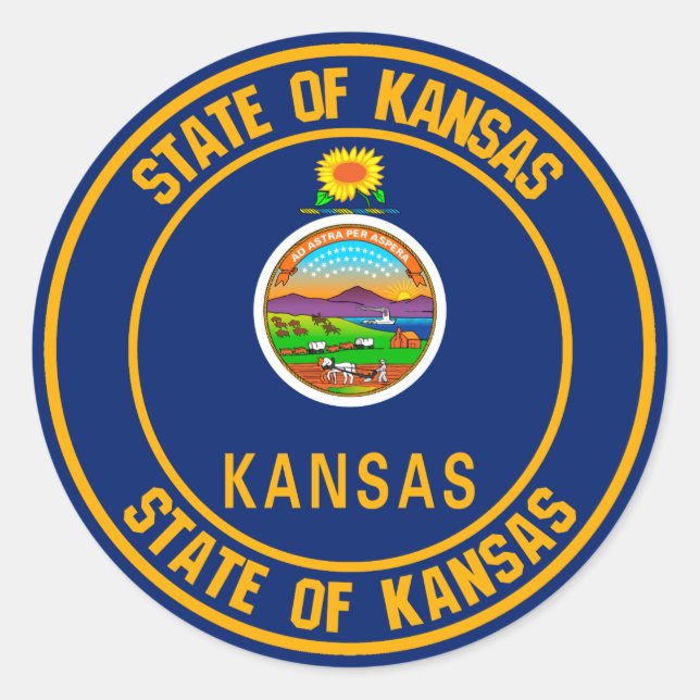 Sticker Rond Emblème rond du Kansas (Devant)