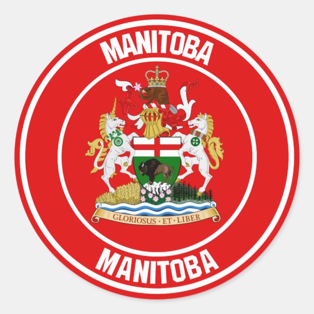 Sticker Rond Emblème rond du Manitoba (Devant)
