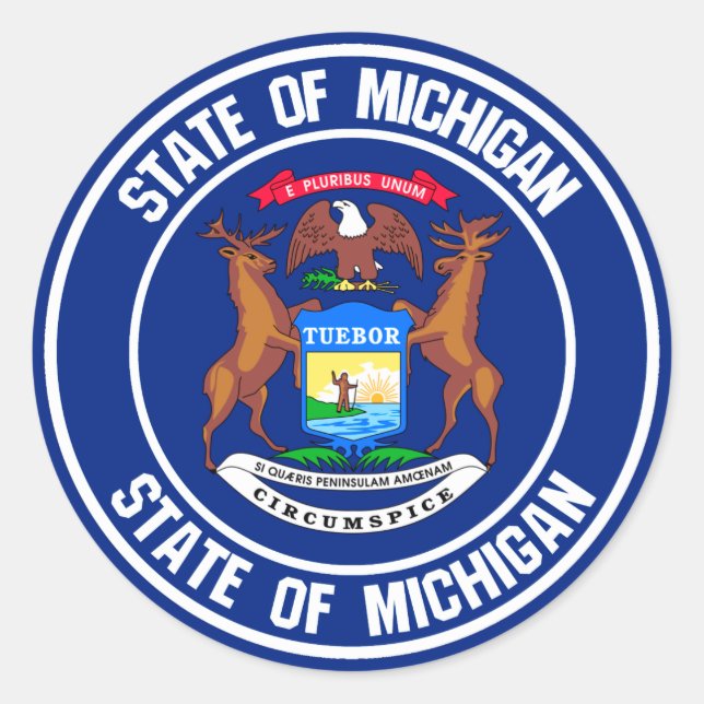 Sticker Rond Emblème rond du Michigan (Devant)