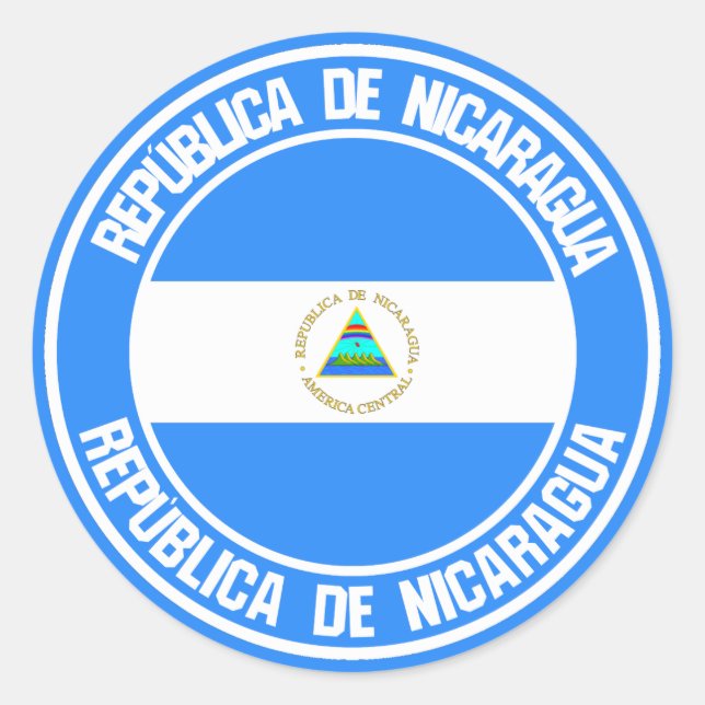 Sticker Rond Emblème rond du Nicaragua (Devant)