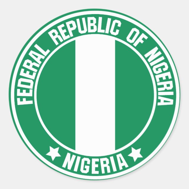 Sticker Rond Emblème rond du Nigéria (Devant)