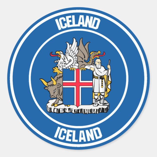 Sticker Rond Emblème rond Islande (Devant)