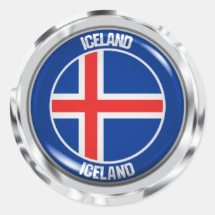 Sticker Rond Emblème rond Islande