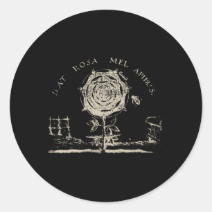 Sticker Rond Emblème Rosicrucique Dat Rosa Mel Apibus Hermétiqu