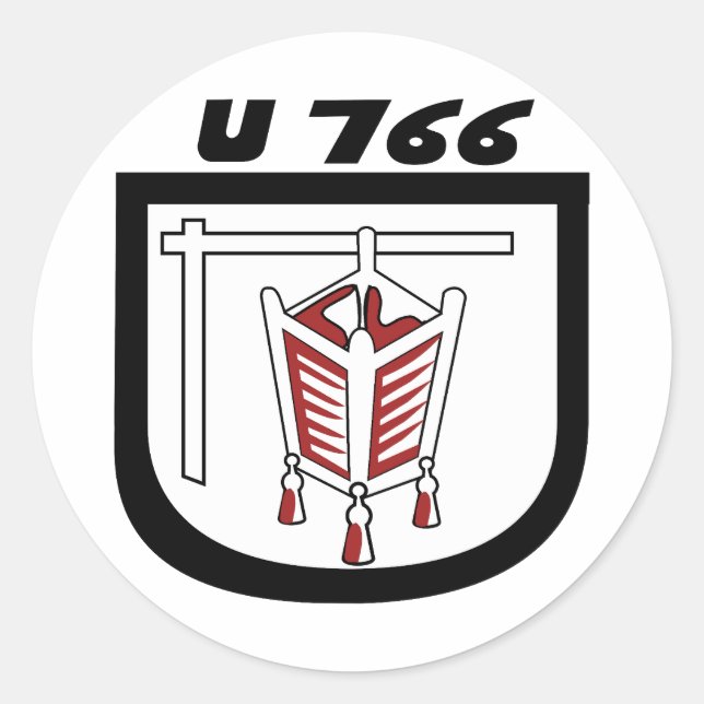 Sticker Rond Emblème sous-marin Kriegsmarine U-766 (Devant)