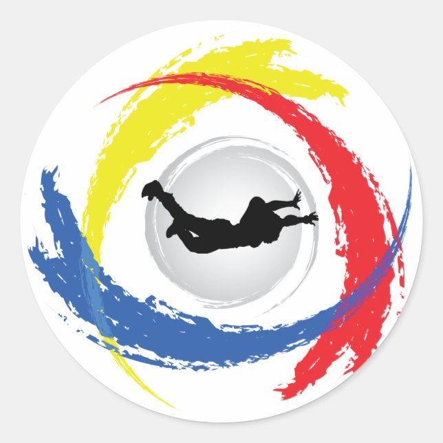 Sticker Rond Emblème Tricolor Skydiving (Devant)