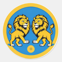 Emblème vibrant de duo de lions à l'intérieur d'un