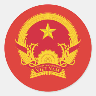 Sticker Rond Emblème vietnamien, Drapeau du Vietnam