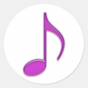 Sticker Rond Emboss de musique violet 8e note