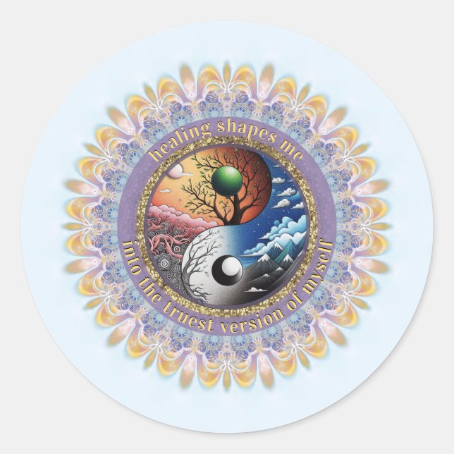 Sticker Rond Embrace Change Truest Version of Self Affirmation  (Devant)