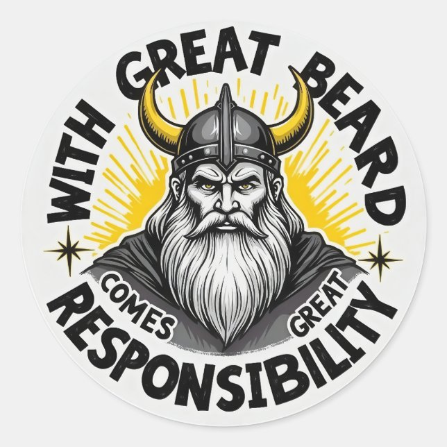Sticker Rond Embrace the Beard : Un appel de Viking à Responsbi (Devant)