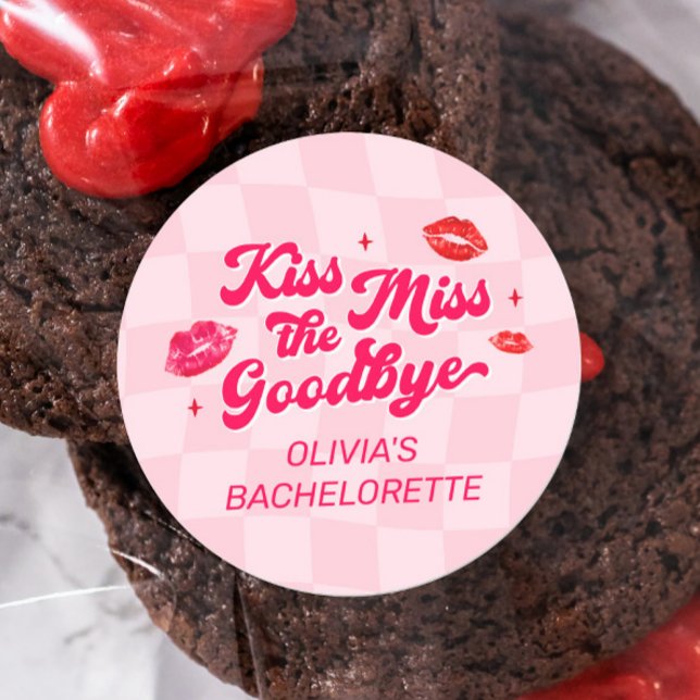 Sticker Rond Embrasse la Miss Goodbye Bachelorette Party Favori (Créateur téléchargé)