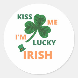 Sticker Rond Embrasse-moi, je suis chanceux irlandais