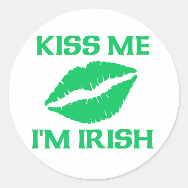 Sticker Rond Embrasse-moi Je suis irlandais (Devant)