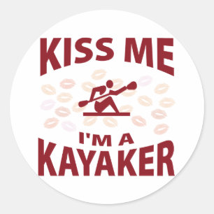Sticker Rond Embrasse-moi Je suis Kayaker