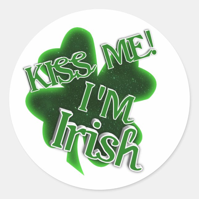 Sticker Rond Embrasse-Moi ! Saint Patrick's Day (Devant)