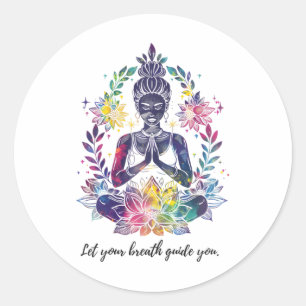 Sticker Rond Embrasser la paix intérieure - Yoga et méditation 