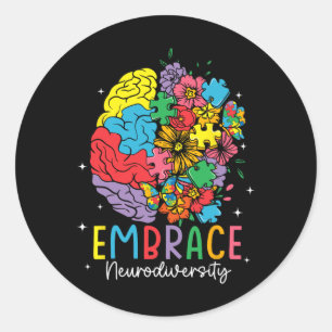 Sticker Rond Embrasser la Sensibilisation sur l'autisme de la n