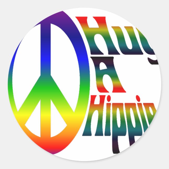 Sticker Rond embrasser un hippie (Devant)