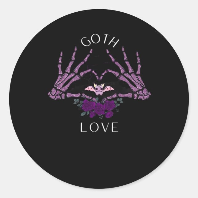Sticker Rond Embrassez Goth Skeleton Heart (Devant)