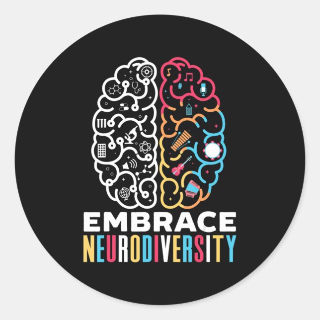 Sticker Rond Embrassez la conception de la neurodiversité pour  (Devant)