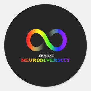 Sticker Rond Embrassez La Neurodiversité Autisme Asd Adhd Rainb