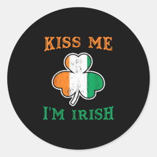 Sticker Rond Embrassez-moi, je suis irlandais, drôle de jour de