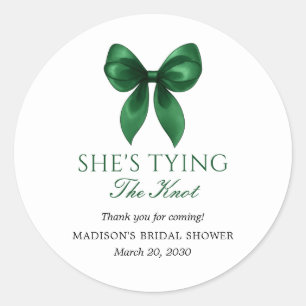 Sticker Rond Emerald Bow Elle se marie Shower de Mariée