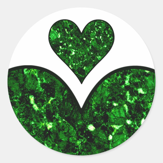Sticker Rond Emerald Gem Heart (Devant)