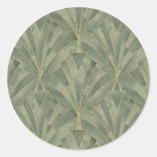 Sticker Rond Emerald Green et Gold Art déco Motif