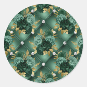 Sticker Rond Emerald Green et Mariage Gold