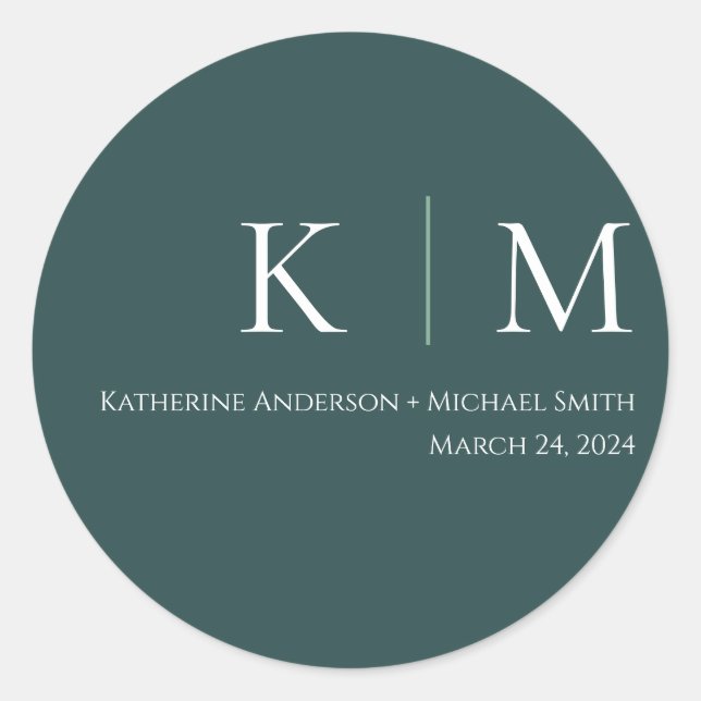Sticker Rond Emerald Green et White-Mariage- (Devant)