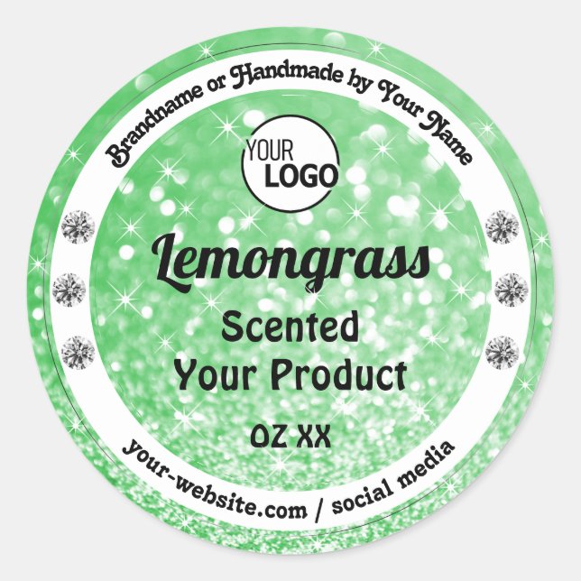 Sticker Rond Emerald Green Sparkle Parties scintillant Logo Éti (Devant)