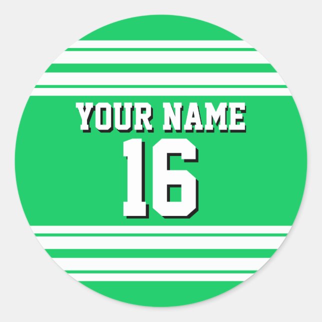 Sticker Rond Emerald Green White Team Jersey Numéro personnalis (Devant)