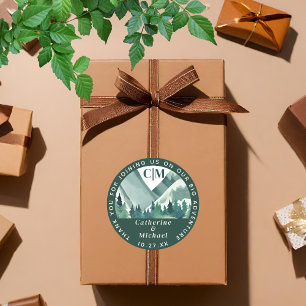 Sticker Rond Emerald Greenery Mountain Mariage d'aventure