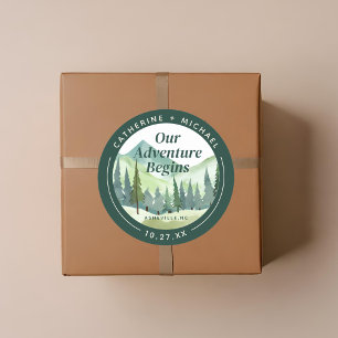 Sticker Rond Emerald Greenery Mountain Pine Rustic Mariage